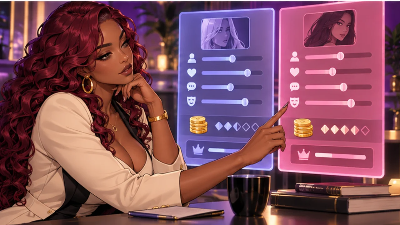 Original Kupid AI vs FantasyGF comparison avatar reviewing customization depth, tokens, and subscription value